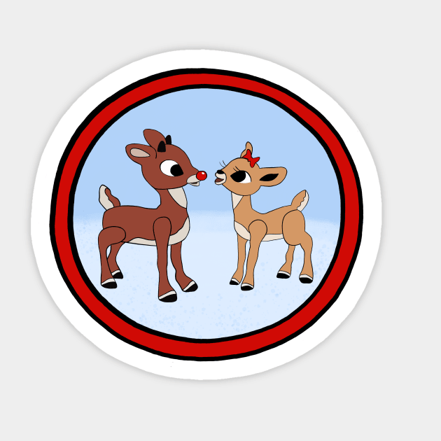 Rudolph The Red-Nosed Reindeer & Clarice Sticker by jackmanion